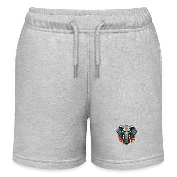 Wild angry pugnacious combative elephant - Kids Organic Sweat Shorts by Stanley/Stella - heather grey - Front