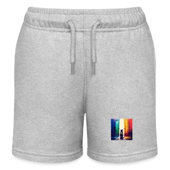 A cat between two doors - Kids Organic Sweat Shorts by Stanley/Stella - heather grey - Front