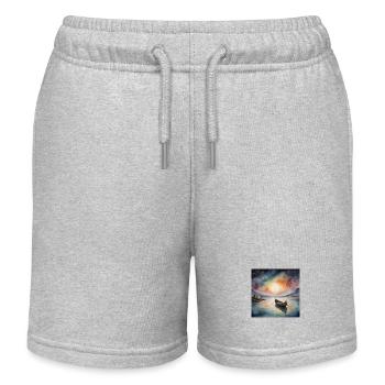 Celestial Boat – A Journey Through Time and Space - Kids Organic Sweat Shorts by Stanley/Stella - heather grey - Front