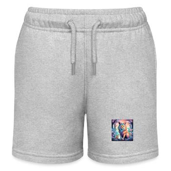 Löwe Fuchs Fabelwesen - Kinder Organic Joggingshorts Mini Bolter von Stanley/Stella - Grau meliert - Vorne