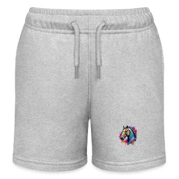 Funky Pferd - Kinder Organic Joggingshorts Mini Bolter von Stanley/Stella - Grau meliert - Vorne