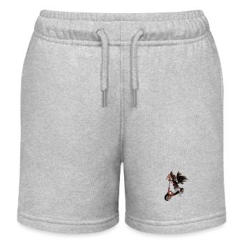 Geier fährt auf einem Roller - Kinder Organic Joggingshorts Mini Bolter von Stanley/Stella - Grau meliert - Vorne