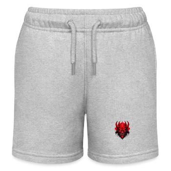 Wild angry pugnacious combative motivational Devil - Kids Organic Sweat Shorts by Stanley/Stella - heather grey - Front