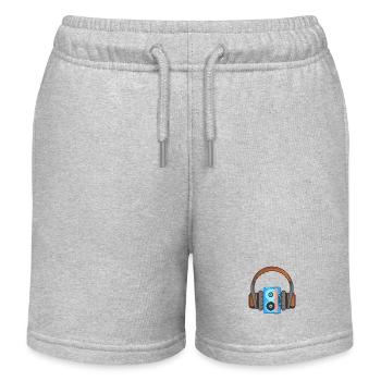Headphones and audio cassette - Kids Organic Sweat Shorts by Stanley/Stella - heather grey - Front
