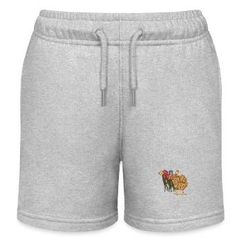 Poulet Poulets Volaille Poulailler Fleurs - Short de jogging enfant bio Stanley/Stella - gris chiné - Devant