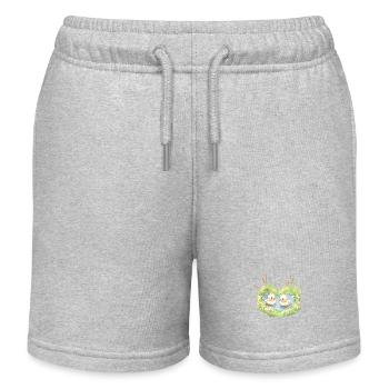 Heart Shaped Pond With Kawaii Ducks Surrounded - Kids Organic Sweat Shorts by Stanley/Stella - heather grey - Front