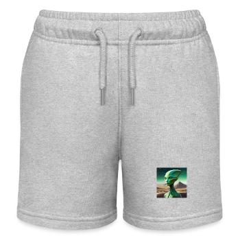 Alien vert - Short de jogging enfant bio Stanley/Stella - gris chiné - Devant