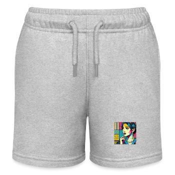 Pop-Art-Illustration einer Frau - Kinder Organic Joggingshorts Mini Bolter von Stanley/Stella - Grau meliert - Vorne
