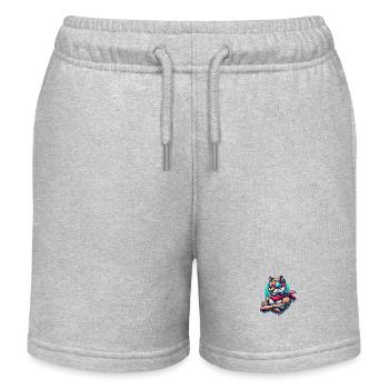 Wolf Ski Goggles - Kids Organic Sweat Shorts by Stanley/Stella - heather grey - Front