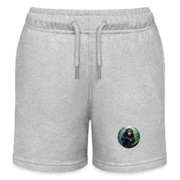 Chimpanzee on tree branch - Kids Organic Sweat Shorts by Stanley/Stella - heather grey - Front