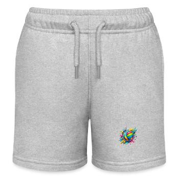 Bunter Volleyball Farbspritzer Volleyballer - Kinder Organic Joggingshorts Mini Bolter von Stanley/Stella - Grau meliert - Vorne