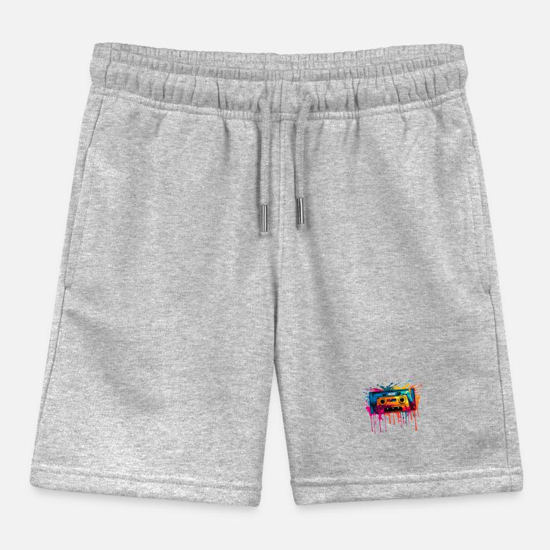 Retro Design Cassette Kids Organic Sweat Shorts by Stanley/Stella