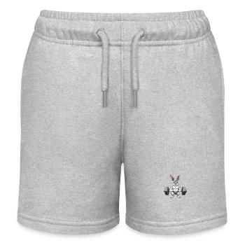 Muskulöser Hase beim Training - Kinder Organic Joggingshorts Mini Bolter von Stanley/Stella - Grau meliert - Vorne
