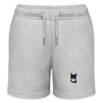 Tuxedokatze Felix - Kinder Organic Joggingshorts Mini Bolter von Stanley/Stella - Grau meliert - Vorne