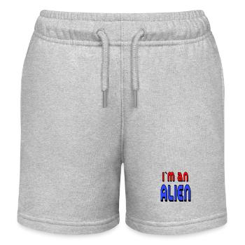 ALIEN 🛸 bold text in red and blue - Kids Organic Sweat Shorts by Stanley/Stella - heather grey - Front