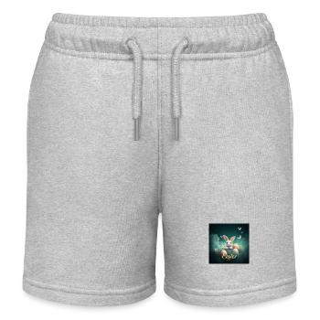 „Hase und Ei – Perfekte Kombi“ - Kinder Organic Joggingshorts Mini Bolter von Stanley/Stella - Grau meliert - Vorne