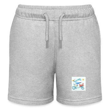 Funny Seagull & Her Friend Cancer on Bicycle Tour - Kids Organic Sweat Shorts by Stanley/Stella - heather grey - Front