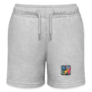 Street Art Katze - Kinder Organic Joggingshorts Mini Bolter von Stanley/Stella - Grau meliert - Vorne