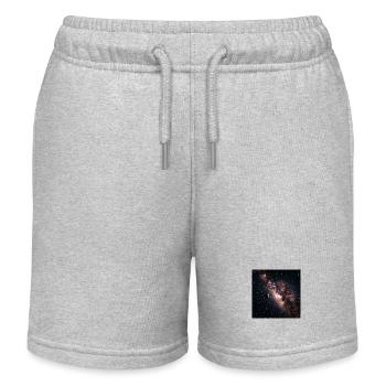 Galaxy Nebulae T-Shirt - Kids Organic Sweat Shorts by Stanley/Stella - heather grey - Front