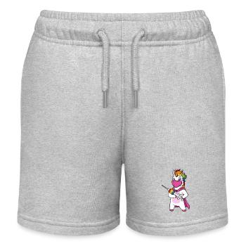 Vaccinated Unicorn Immunicorn - Kids Organic Sweat Shorts by Stanley/Stella - heather grey - Front