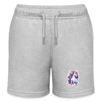 Unicorn / mythical creatures / fairy tales / magic / glitter - Kids Organic Sweat Shorts by Stanley/Stella - heather grey - Front