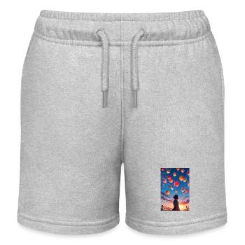 Mädchen mit Ballons - Kinder Organic Joggingshorts Mini Bolter von Stanley/Stella - Grau meliert - Vorne