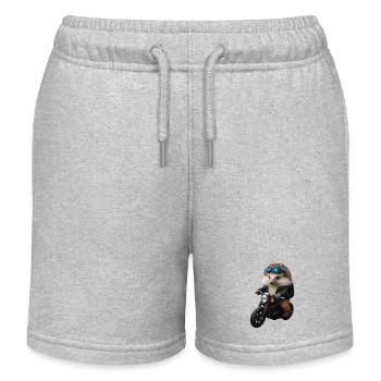 Biker hedgehog - Kids Organic Sweat Shorts by Stanley/Stella - heather grey - Front