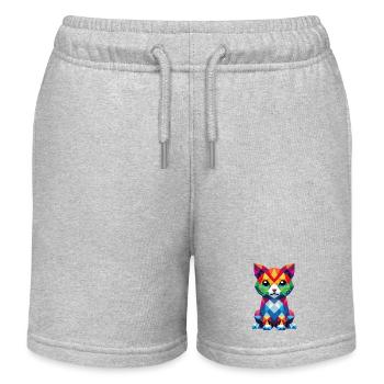 Whisker Pixels theme - Kids Organic Sweat Shorts by Stanley/Stella - heather grey - Front