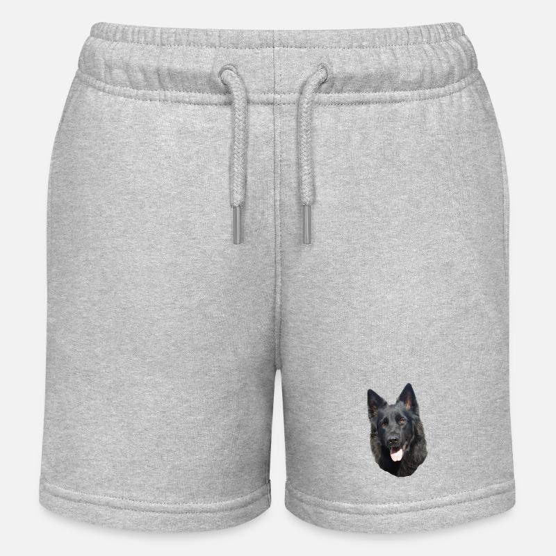 Tête de berger noir - Short de jogging enfant bio Stanley/Stella - gris chiné