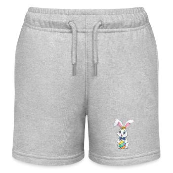 Easter bunny with Easter eggs - Kids Organic Sweat Shorts by Stanley/Stella - heather grey - Front