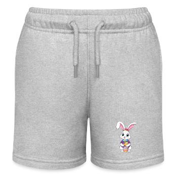 Easter bunny with Easter eggs - Kids Organic Sweat Shorts by Stanley/Stella - heather grey - Front