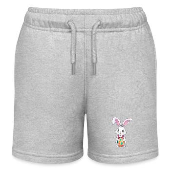 Easter bunny with Easter eggs - Kids Organic Sweat Shorts by Stanley/Stella - heather grey - Front