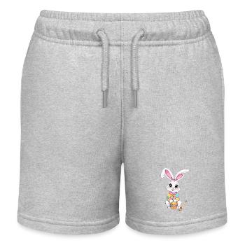 Easter bunny with Easter eggs - Kids Organic Sweat Shorts by Stanley/Stella - heather grey - Front