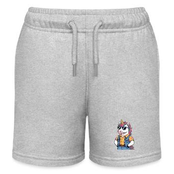 Lustiges Sommer-Einhorn - Kinder Organic Joggingshorts Mini Bolter von Stanley/Stella - Grau meliert - Vorne