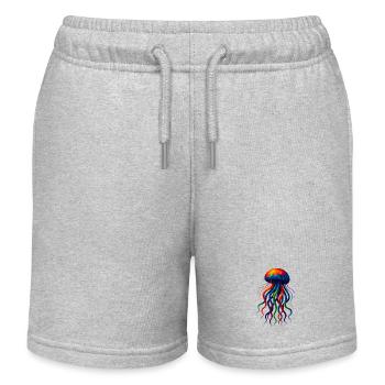 WPAP Stil Polygon Tiere - Qualle - Kinder Organic Joggingshorts Mini Bolter von Stanley/Stella - Grau meliert - Vorne