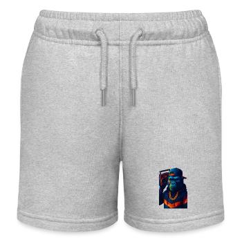 WPAP Style Animals - Gorilla Hip Hop Outfit Boombox - Kids Organic Sweat Shorts by Stanley/Stella - heather grey - Front