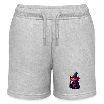 WPAP Tiere - Axolotl Zauberer Mantel Zauberhut - Kinder Organic Joggingshorts Mini Bolter von Stanley/Stella - Grau meliert - Vorne