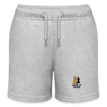 Winkekatze Schatten Katzen Erkenne die Zeichen - Kinder Organic Joggingshorts Mini Bolter von Stanley/Stella - Grau meliert - Vorne
