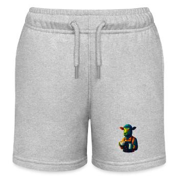 WPAP Style Animals - Sheep Barista with Latte - Kids Organic Sweat Shorts by Stanley/Stella - heather grey - Front