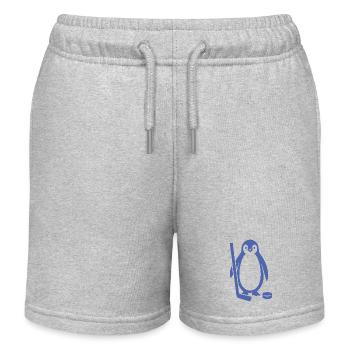 Minimalistischer Pinguin Eishockeyspieler Silhouet - Kinder Organic Joggingshorts Mini Bolter von Stanley/Stella - Grau meliert - Vorne