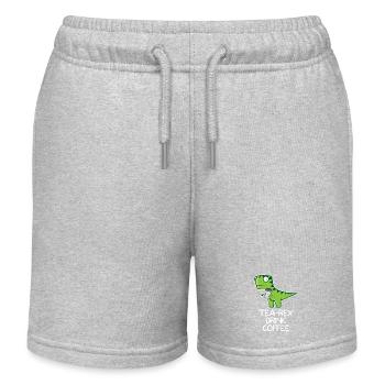 Tea Rex drink Coffee - funny Design - Kinder Organic Joggingshorts Mini Bolter von Stanley/Stella - Grau meliert - Vorne
