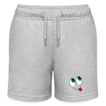 Comic-style eyes - Kids Organic Sweat Shorts by Stanley/Stella - heather grey - Front