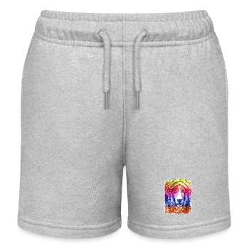 Hund-Dame mit Haube (Regenbogen) - Kinder Organic Joggingshorts Mini Bolter von Stanley/Stella - Grau meliert - Vorne