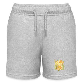 HAB MUT - positive Gedanken - Sonnenblumen - Kinder Organic Joggingshorts Mini Bolter von Stanley/Stella - Grau meliert - Vorne
