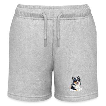 Border Collie - Kinder Organic Joggingshorts Mini Bolter von Stanley/Stella - Grau meliert - Vorne