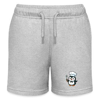 Süßer Pinguin Koch Cartoon Comic Design - Kinder Organic Joggingshorts Mini Bolter von Stanley/Stella - Grau meliert - Vorne