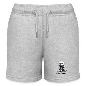 I'm the chef here! Cat Humor Chef Kitchen - Kids Organic Sweat Shorts by Stanley/Stella - heather grey - Front