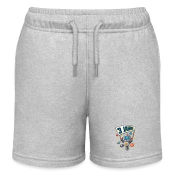 3 Jahre Kleiner Roboter als Astronaut im Weltraum - Kinder Organic Joggingshorts Mini Bolter von Stanley/Stella - Grau meliert - Vorne