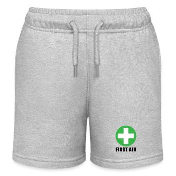 First Aid Medical Cross Safety Sign Vector Icon - Kids Organic Sweat Shorts by Stanley/Stella - heather grey - Front