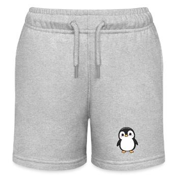 Niedlicher entzückender Pinguin - Charmantes Cartoon-Design - Kinder Organic Joggingshorts Mini Bolter von Stanley/Stella - Grau meliert - Vorne